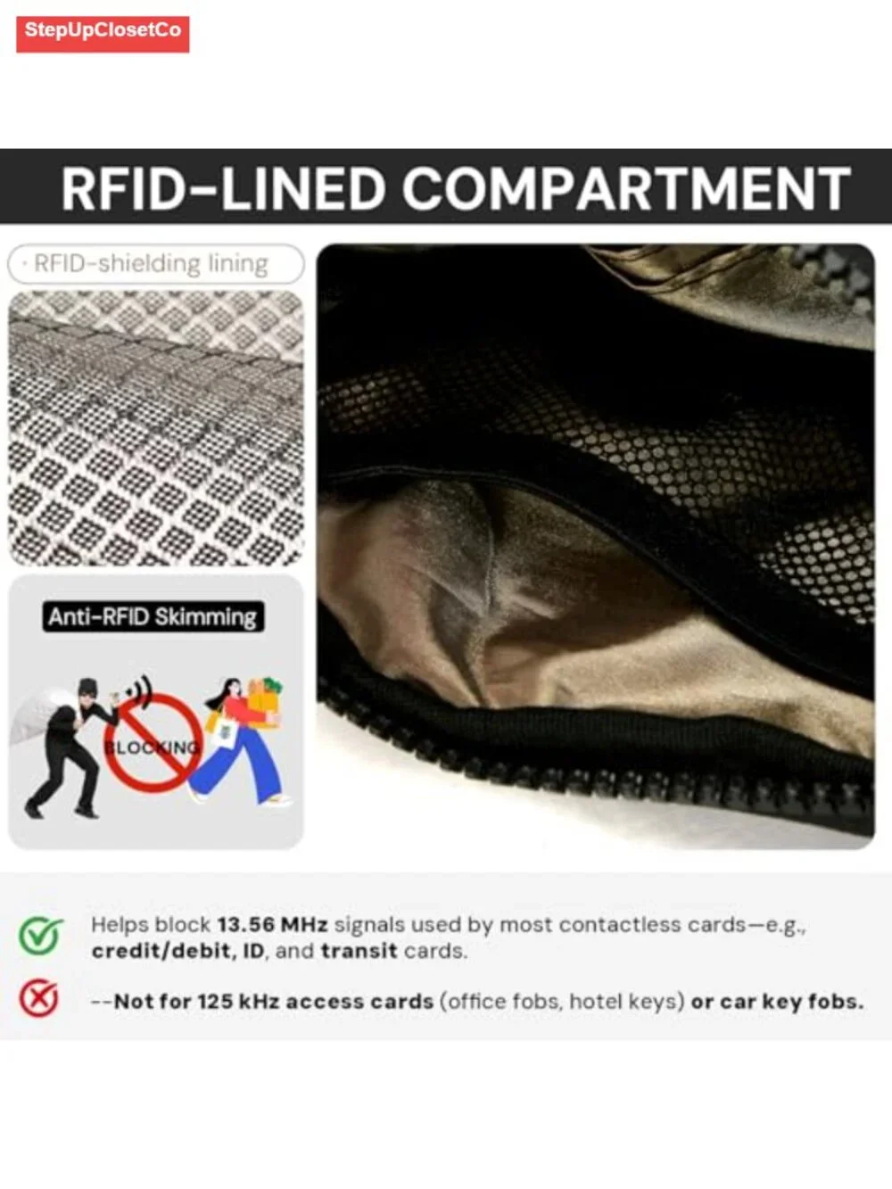 RFID Blocking Nylon Wristlet Wallet with ID Window & Lipstick Holder